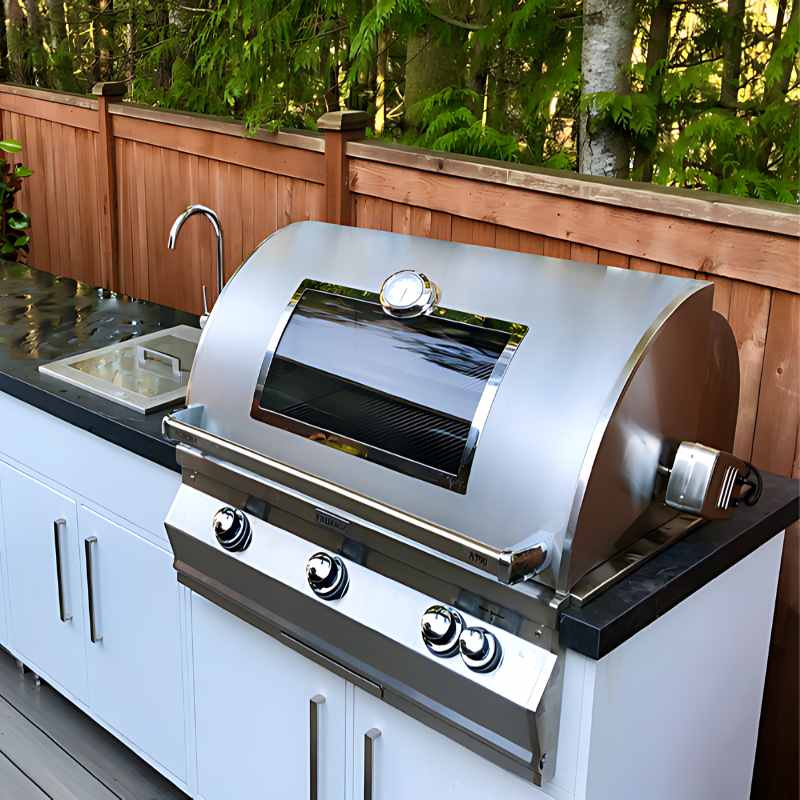 Echelon Diamond E660i Built-In Gas Grill with Analog Thermometer with Magic View Window Place at the Outdoor Kitchen. .