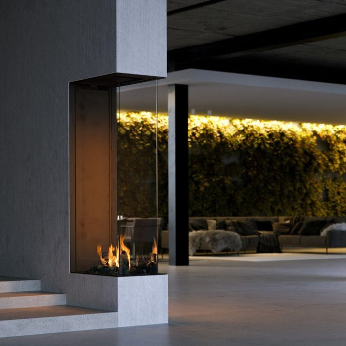 Element4 Sky Large Roomdivider Real Flame Burner with True-to-Nature Cleaved Wood Logs