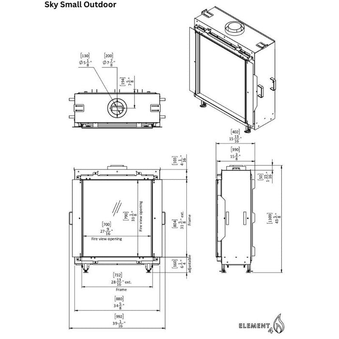 Element4Sky Small Outdoor Technical Drawing Specs