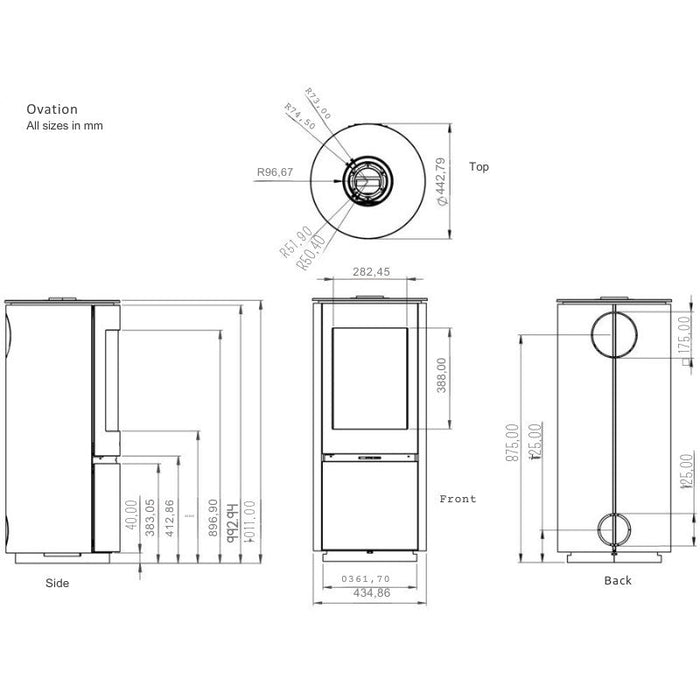 Element4 Bioethanol Ovation Technical Drawing Specs