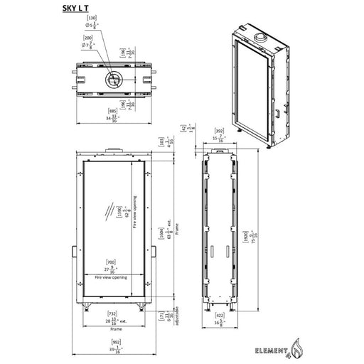 Element4 Bioethanol Sky Large See-Through Technical Drawing Specs