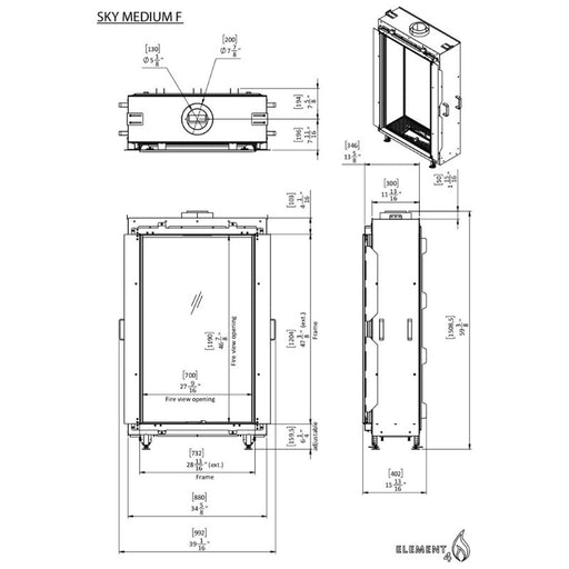 Element4 Bioethanol Sky Medium Technical Drawing Specs