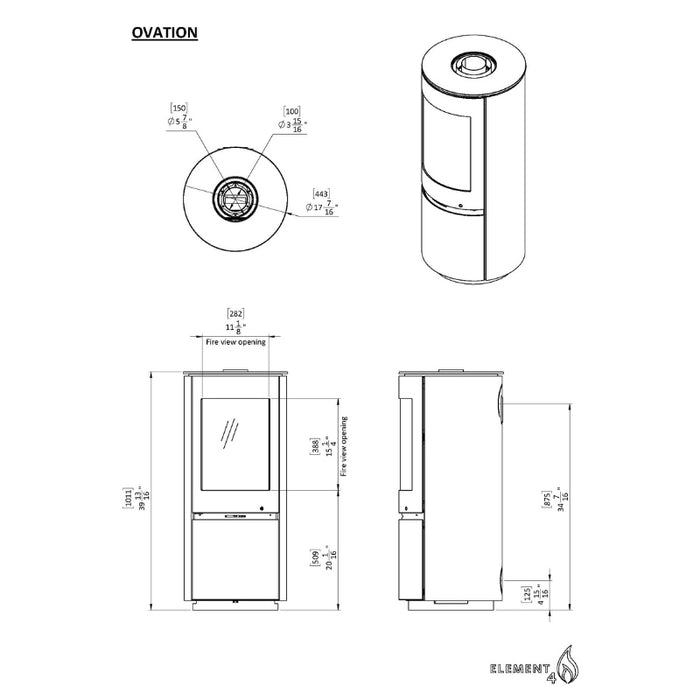 Element4 Ovation Free-Standing Technical Drawing Specs