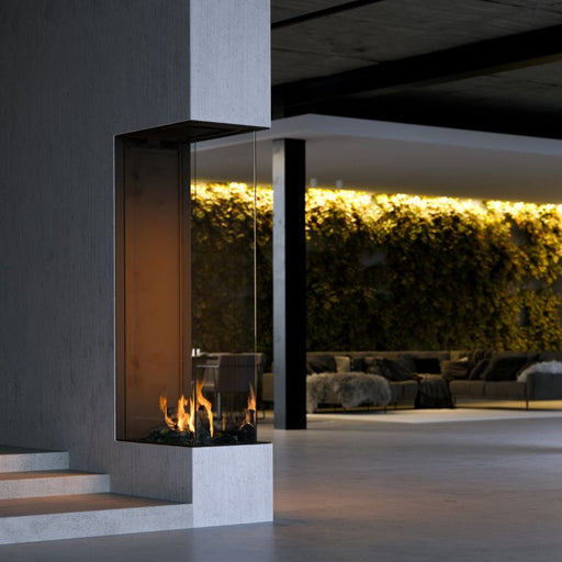 Element4 Sky Large Roomdivider Real Flame Burner with True-to-Nature Cleaved Wood Logs 