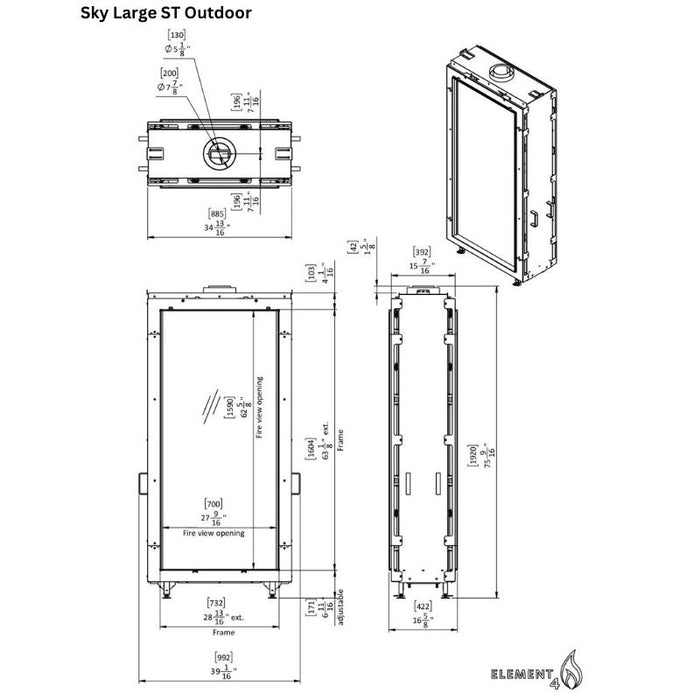 Element4 Sky Large ST Outdoor Technical Drawing Specs.