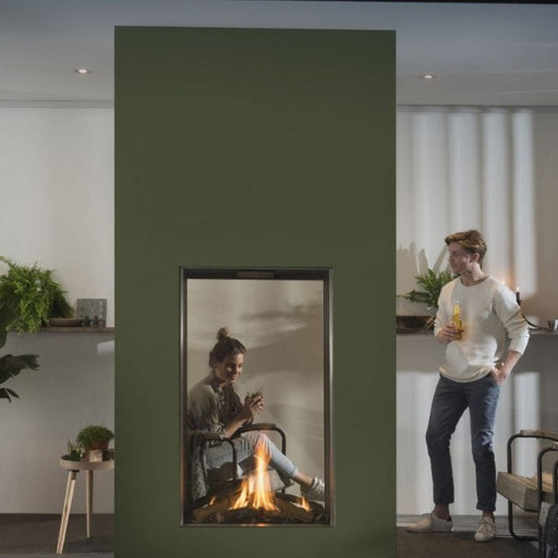 Element4 Sky Medium T Outdoor Installed at Covered Hangout Area with Double Burner with True-to-Nature Darker Wood Logs