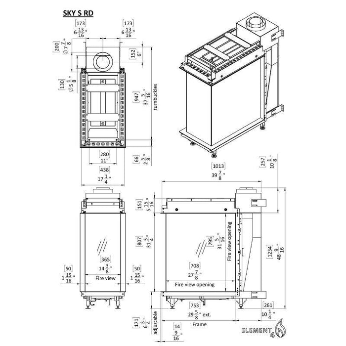 Element4 Sky Small Roomdivider Outdoor Technical Specifications