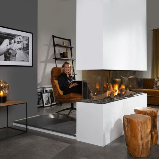 Element4 Summum 140 4S Installed at a Private Space and Real Flame Burner with True-to-Nature Wood Logs