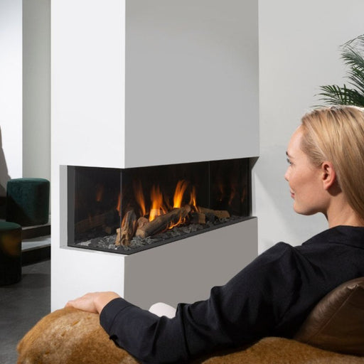 Element4 Summum 140 C Installed at Living Room Real Flame Burner with True-to-Nature Wood Logs