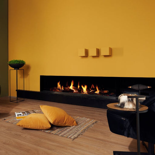 Element4 Summum 190 C with Real Flame Burner with True-to-Nature Wood Logs, Black Painted Steel Interior with Clean Face Design installed at the Guess room