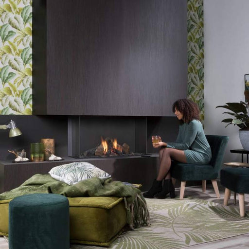 Element 100 C Installed at Living Room with Real Flame Burner with True-to-Nature Wood Logs