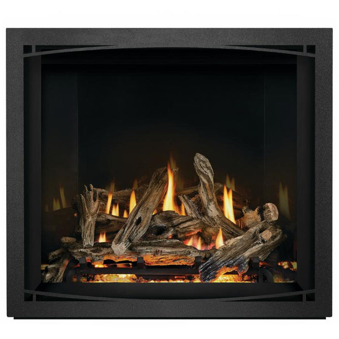 Elevation X-EX36 with Black Illusion Glass Panels, Black ZEN FRONTS and Driftwood Log Set