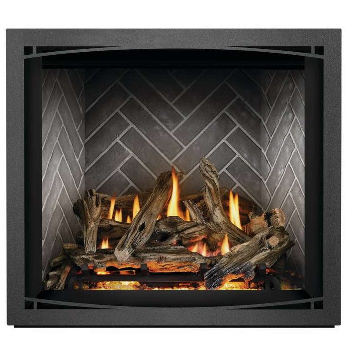 Elevation X-EX36 with Westminster Grey Herringbone, Charcoal ZEN FRONTS and Driftwood Log Set
