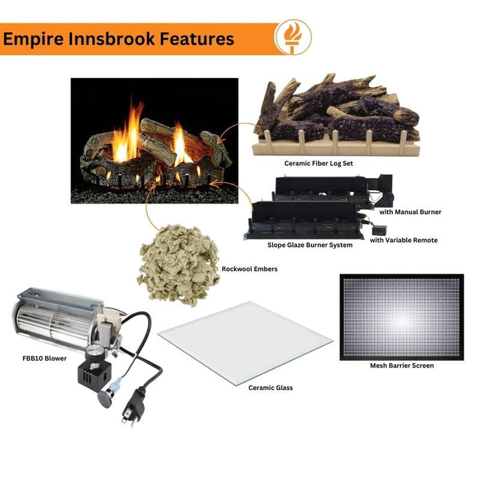 Empire Innsbrook Large Clean Face Direct Vent Gas Insert | DVC28IN