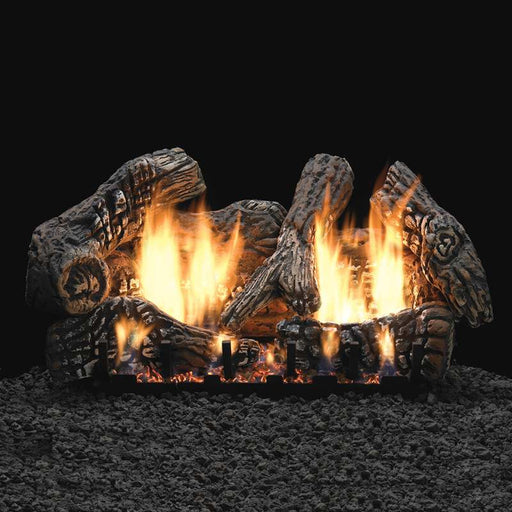 Empire Super Charred Oak Vent Free Gas Log Set Close-up Flame on Black Background