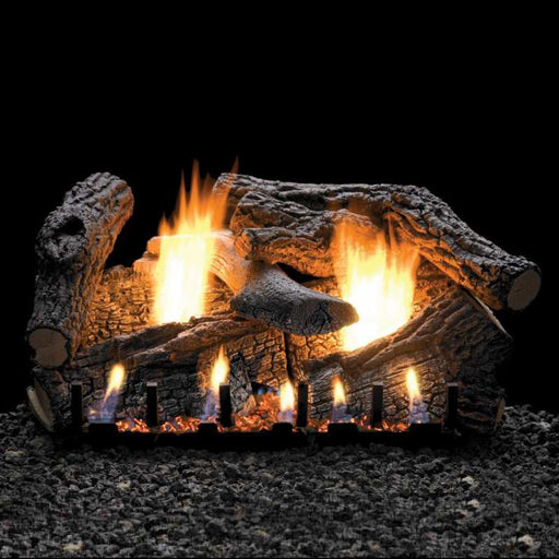 Empire Super Sassafras Vented Gas Log Set Zoom-In Flame On Black Background