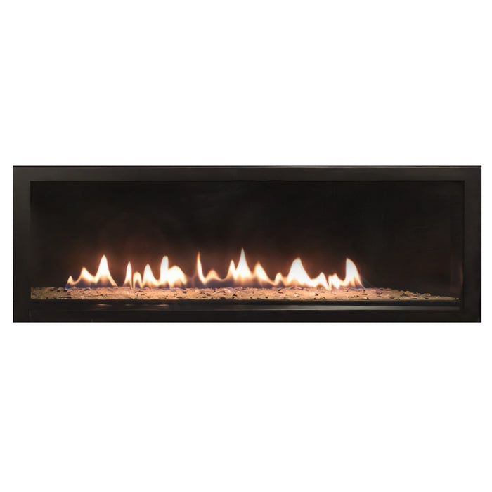 Empire Boulevard 36 Direct Vent Linear Gas Fireplace  DVLL36BP with Clear Frost Crushed Glass  and Matte Black (standard) Liner