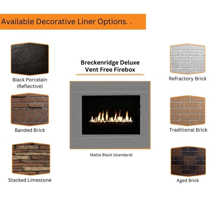 Empire Breckenridge Deluxe Vent Free Firebox Liner Options. .