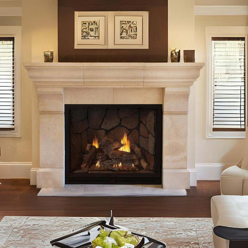 Empire Tahoe Luxury Clean Face Direct vent Fireplace (DVCX36) with Old World Stone and Screen Barrier..