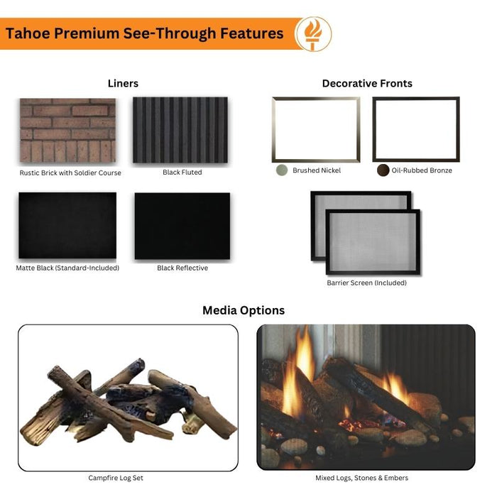 Empire Tahoe Premium 36" See-Through Clean Face Direct Vent Gas Fireplace Features