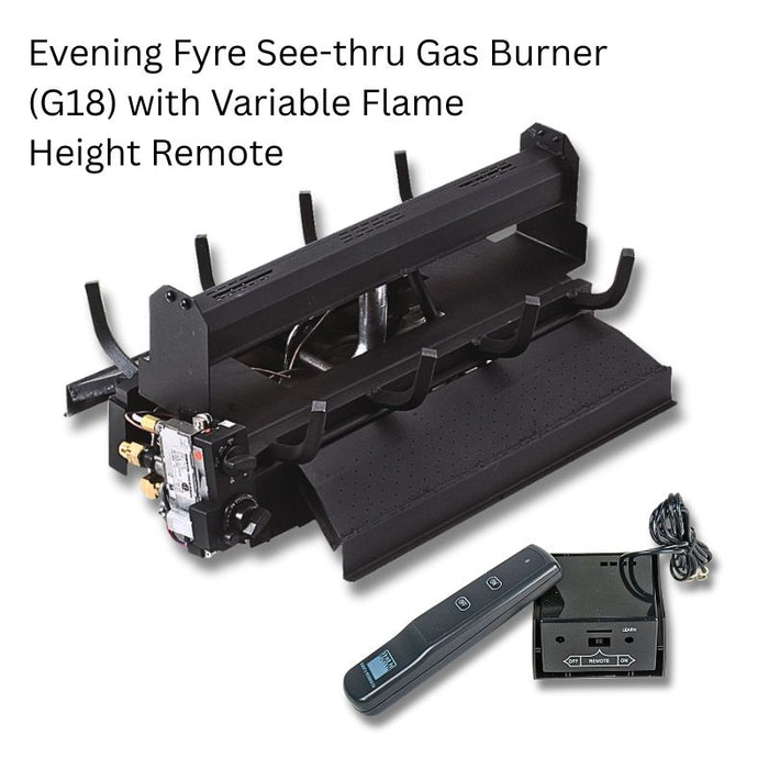 Evening Fyre See-thru Gas Burner (G18) with Variable Flame  Height Remote