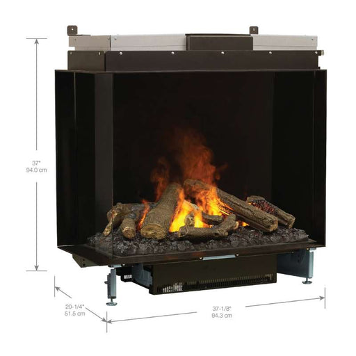 Fabere MatriX Water Vapor Built-In Electric Fireplace 2-Sided on White Background with Specs