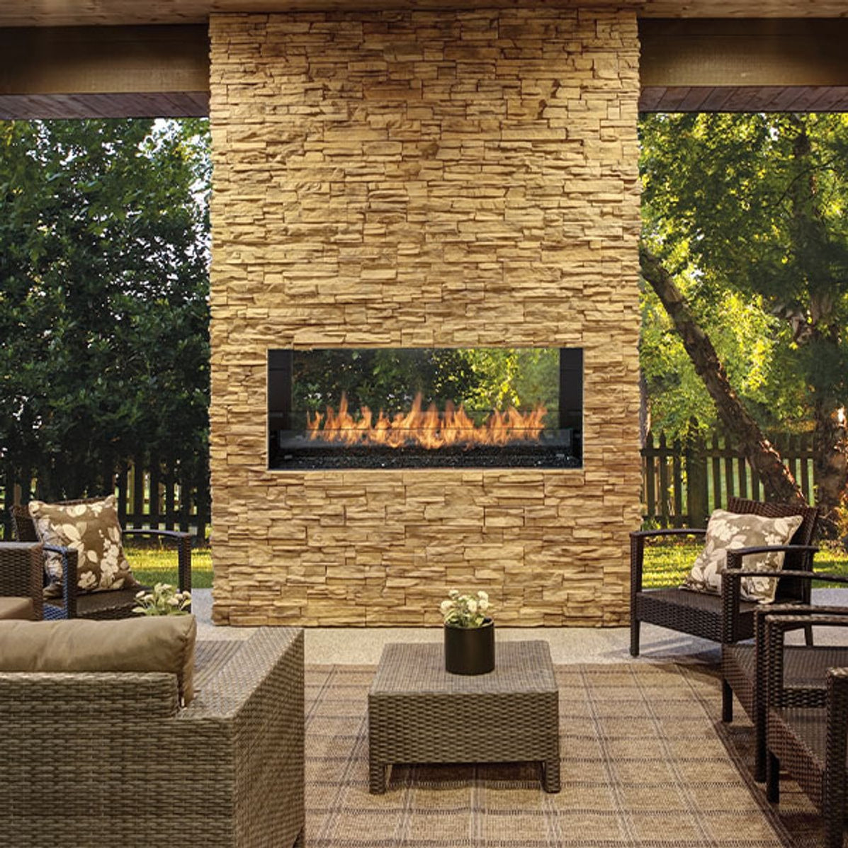 Fire Garden 6424 64" Linear See-Thru Outdoor Gas Fireplace — The Torch Guys