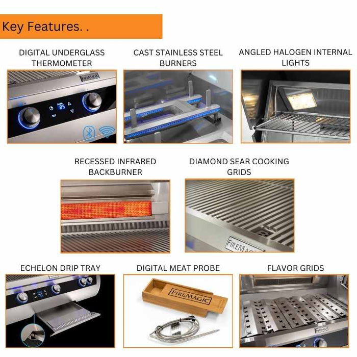 Fire Magic 30" Echelon Diamond E660i Built-In Gas Grill with Digital T ...
