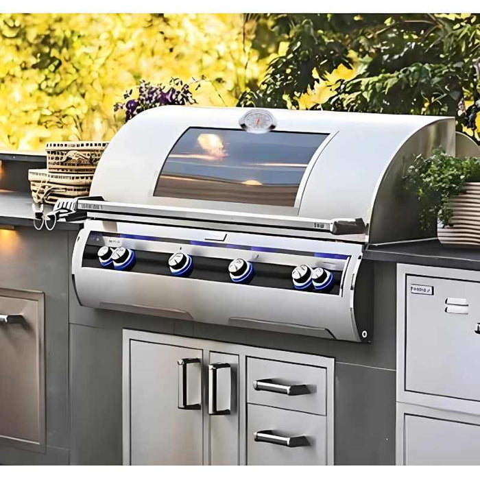 Fire Magic 48" Echelon Diamond E1060i Built-In Gas Grill with Analog Thermometer Placed Outdoor