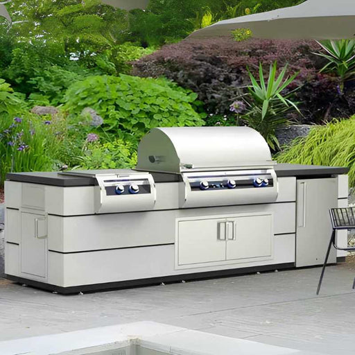 Fire Magic Contemporary Outdoor Kitchen Island Bundle for 36 Built-In Grill Place at Center Garden with  Echelon Digital Grill & Echelon Power Burner
