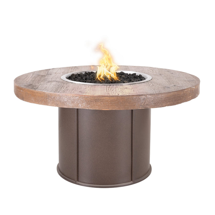 The Outdoor Plus Fresno 60" Wood Grain and Steel Fire Table
