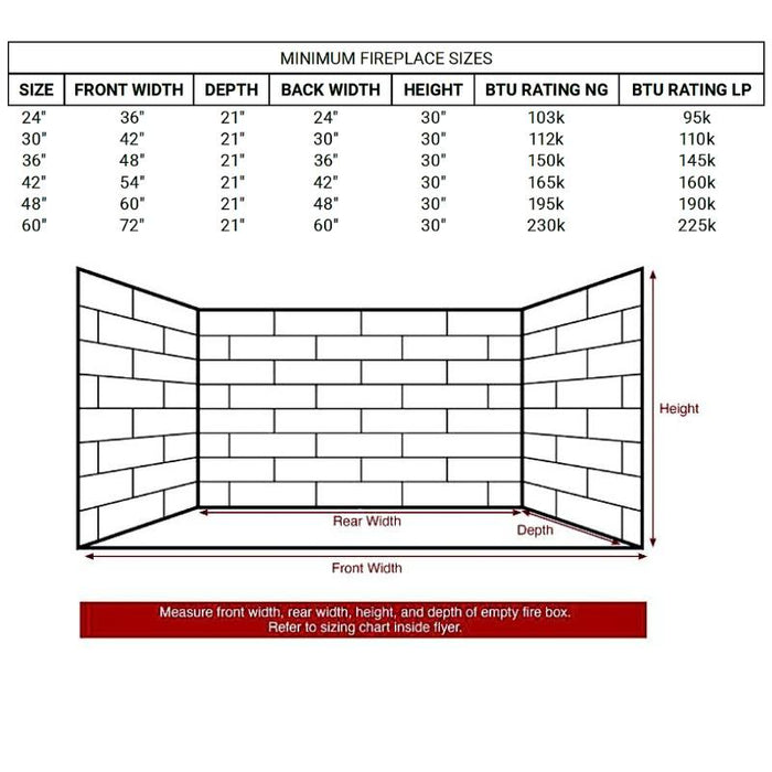 Grand Canyon Minimum Fireplace Dimensions