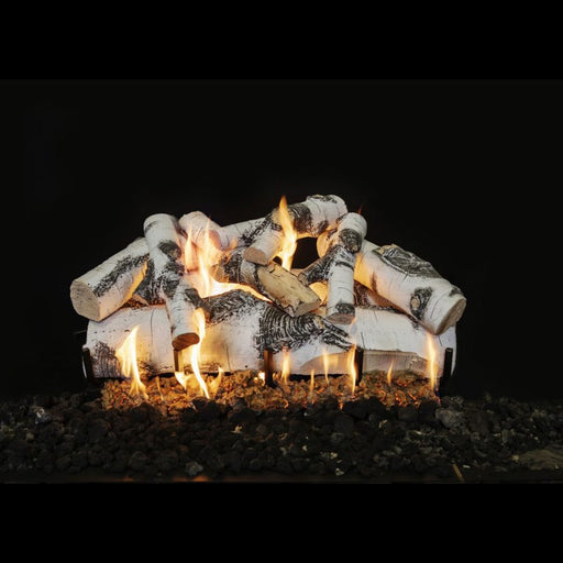 Grand Canyon Quaking Aspen Outdoor Vented Gas Log Set 30 Inch with 2 Burner on Black Background Bed