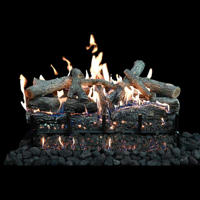 Grand Canyon Lava Burner Series GlowFire Logs Arizona Weathered Oak Charred 30 Inch in Black Background