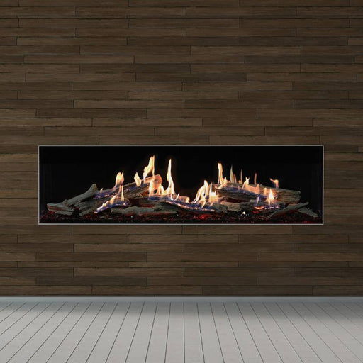 Grand Canyon Western Driftwood Bedrock Traditional Glowfire Gas Logs Installed in a House Hall Way Wall 