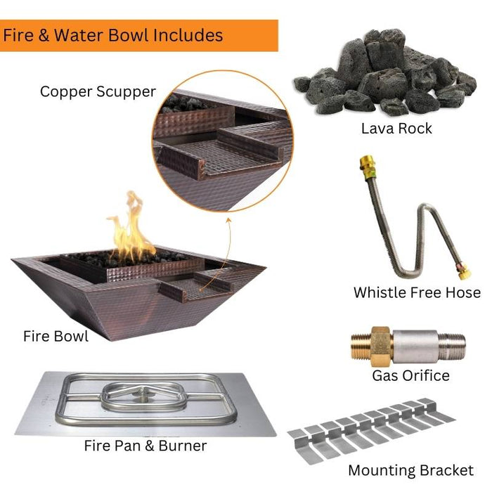 Gravity Spill Fire & Water Bowl in Hammered Copper Included Items V2