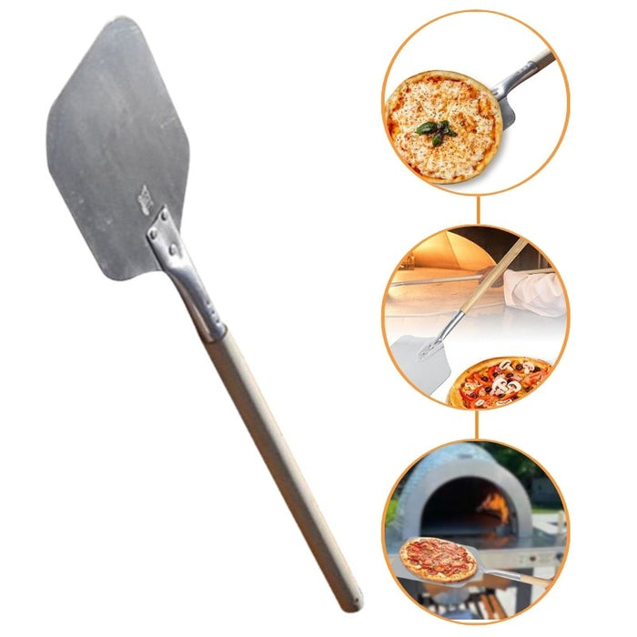 HPC Fire Aluminum Pizza Peel for Outdoor Pizza Oven Thin Edge Smooth Surface and Wood Handle