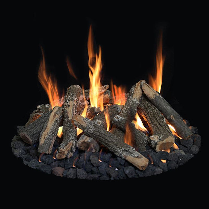 HPC Fire Arizona Weathered Oak Fire Pit Logs for Fire Pits Installed in Round Fire Pit with Lava Rock 