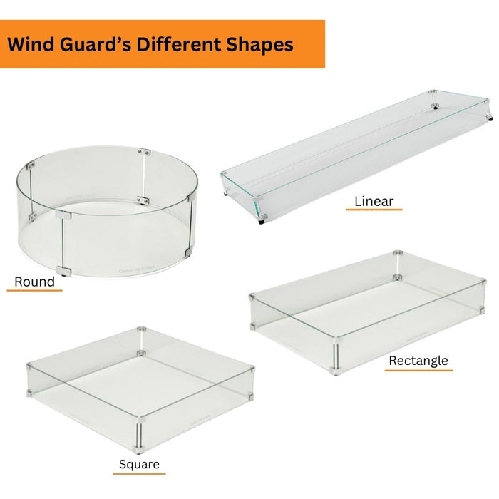 HPC Fire Glass Wind Guards in Different Shapes Includes Round Linear Square and Rectangle