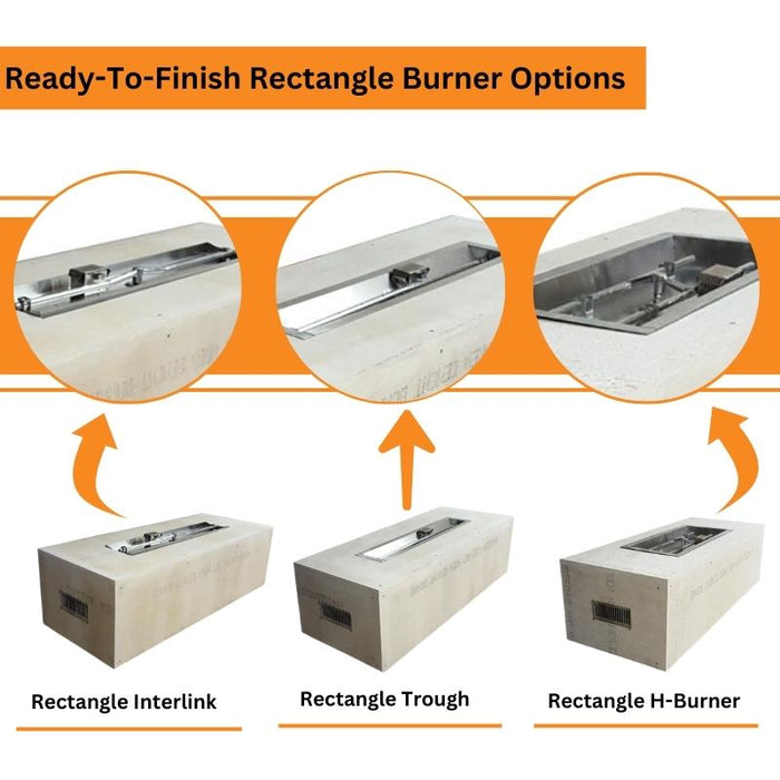 Fire Pit Rectangular Size HPC Fire Ready-To-Finish Rectangle Fire Pit Kit — The Torch Guys