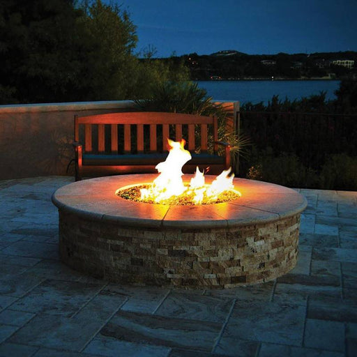 HPC Fire Ready-To-Finish Round Fire Pit Kit Placed in Outdoor Hangout Area Installed with Lava Rock