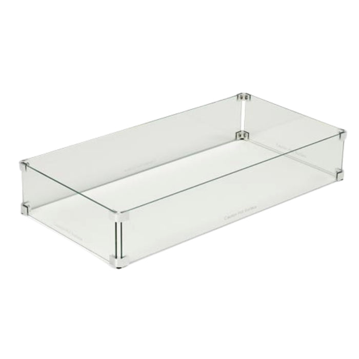 HPC Fire Rectangular Glass Wind Guards Clear and Heavy Duty Glass with Anti Slip Rubber Feet