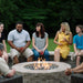 HPC Fire Round Flat Fire Pit Burner Insert in Landscaped Lawn Side with Rolled Lava Rock