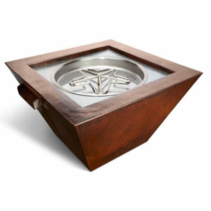 HPC Fire Sedona Hammered Copper Square Gas Fire and Water Bowl Standard