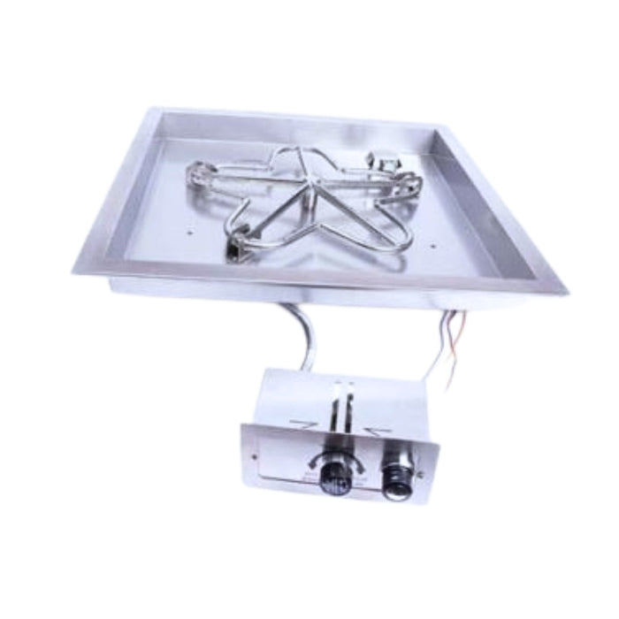 HPC Fire Square Bowl Fire Pit Burner Insert with Standard Burner  and Push Button Flame Sensing