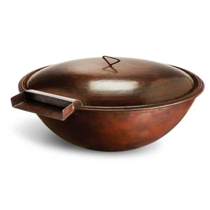 HPC Fire Tempe Hammered Copper Gas Fire Bowl with Copper Cover