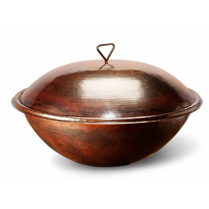 HPC Fire Tempe Hammered Copper Gas Fire Bowl with Cover