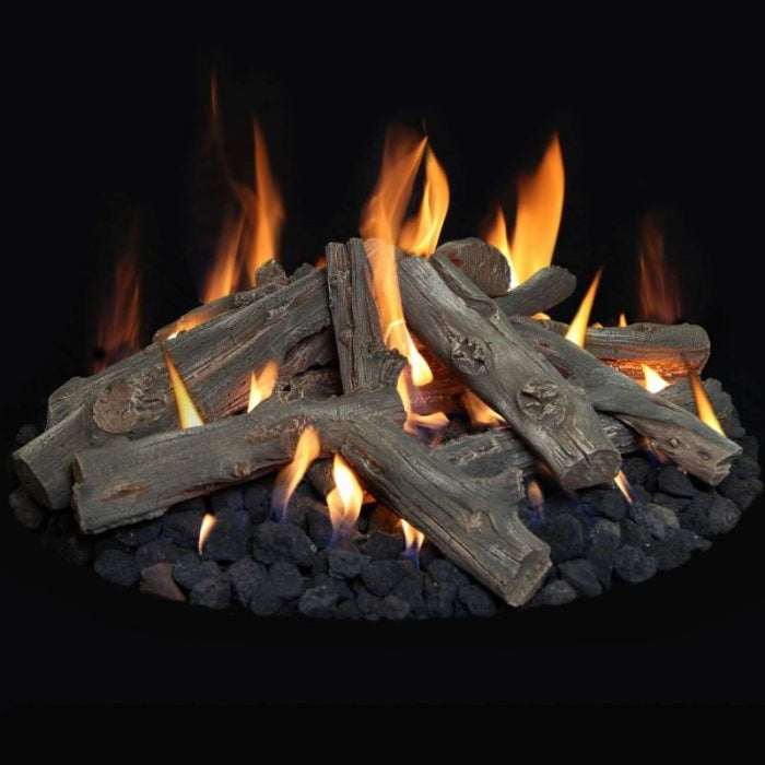 HPC Fire Western Driftwood Fire Pit Logs for Fire Pits Installed in Round Fire Pit with Lava Rock