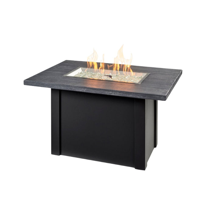 Havenwood 44 with Carbon grey Everblend top and Luverne Black base with Clear Tempered Fire Glass Gems Fire Burner On