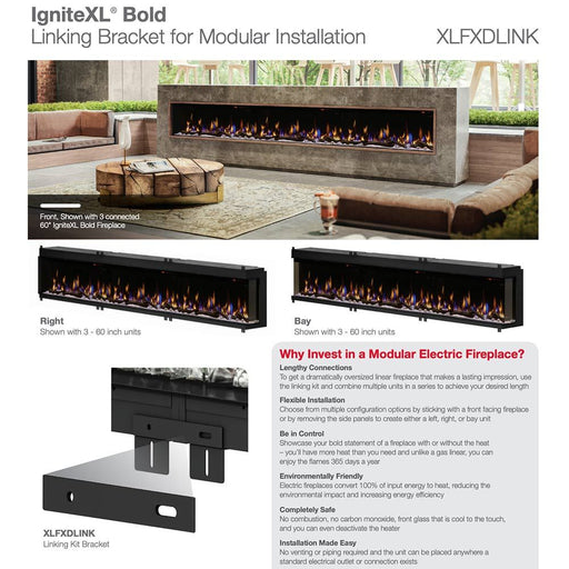  Howtouse Linking Bracket for Ignite XL Bold Built-In Linear Electric Fireplace